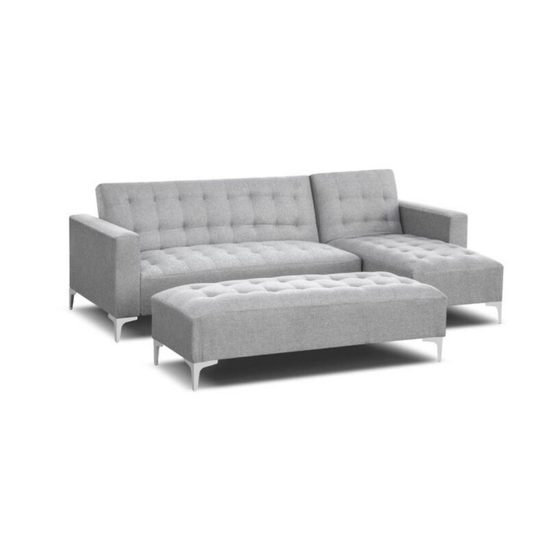 Corner Couch Sleeper - Grey Tapestry - Ottoman included