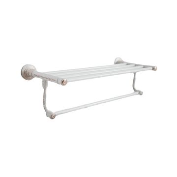 VINTAGE BATHROOM SHELF - WHITE AND GOLD BRASS - ANTIQUE A-13