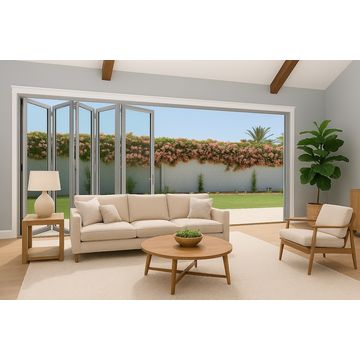 Kenzo - SFD5FG6RS Aluminium Fold A-Side Door 3mx2.1m Silver Open to Right Viewed From Outside