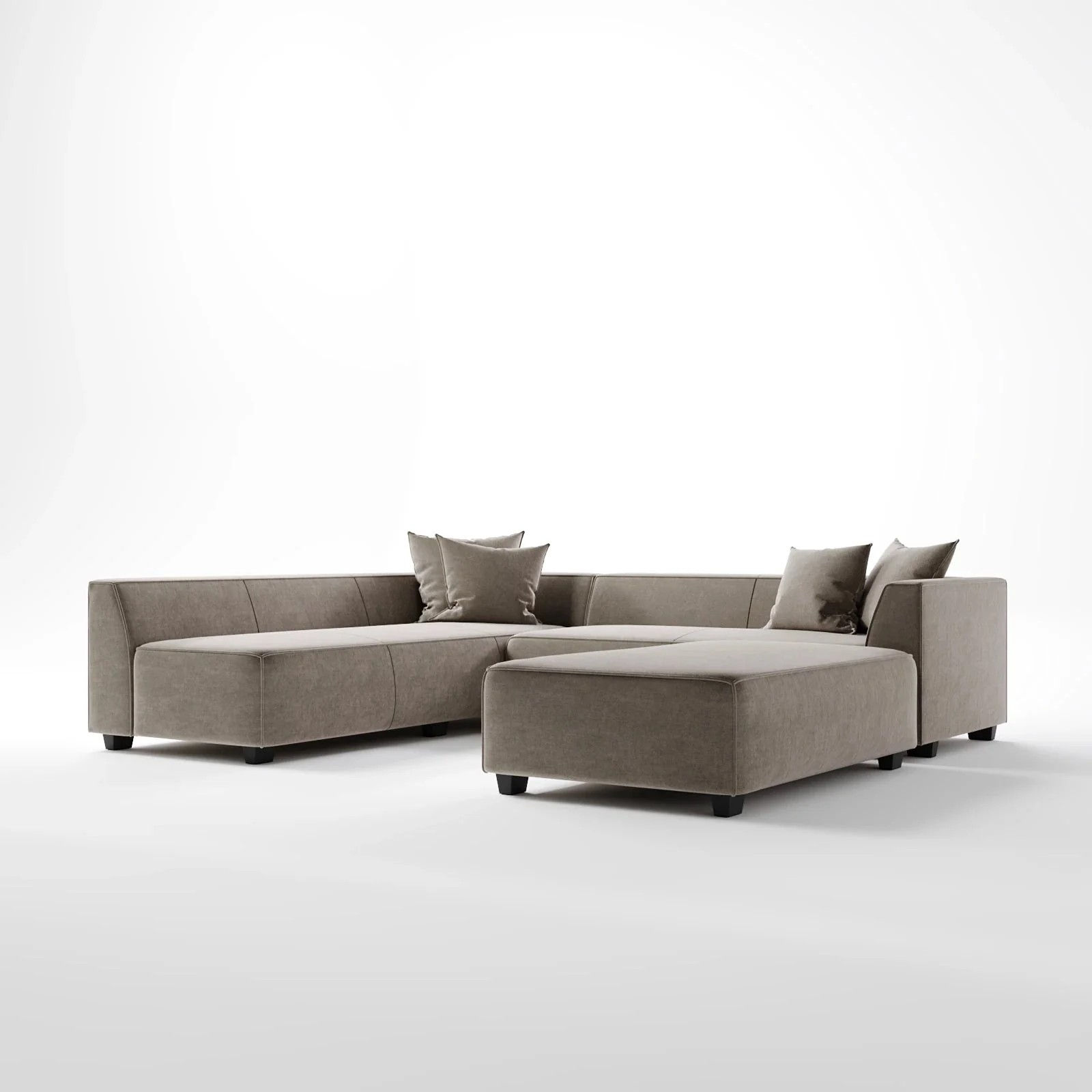 Zhua Pipckle Modular L Shape Sofa with ottoman