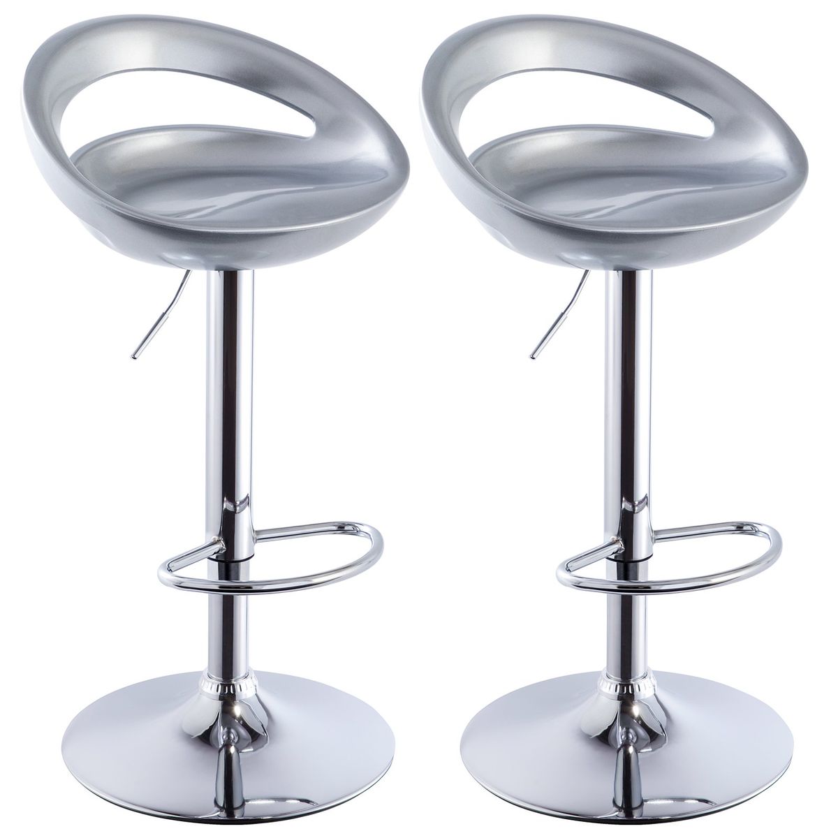 Bar Stools / Kitchen Counter Breakfast Chairs – 2 Pack - Silver