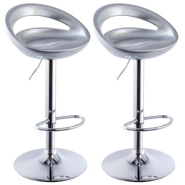 Bar Stools / Kitchen Counter Breakfast Chairs – 2 Pack - Silver