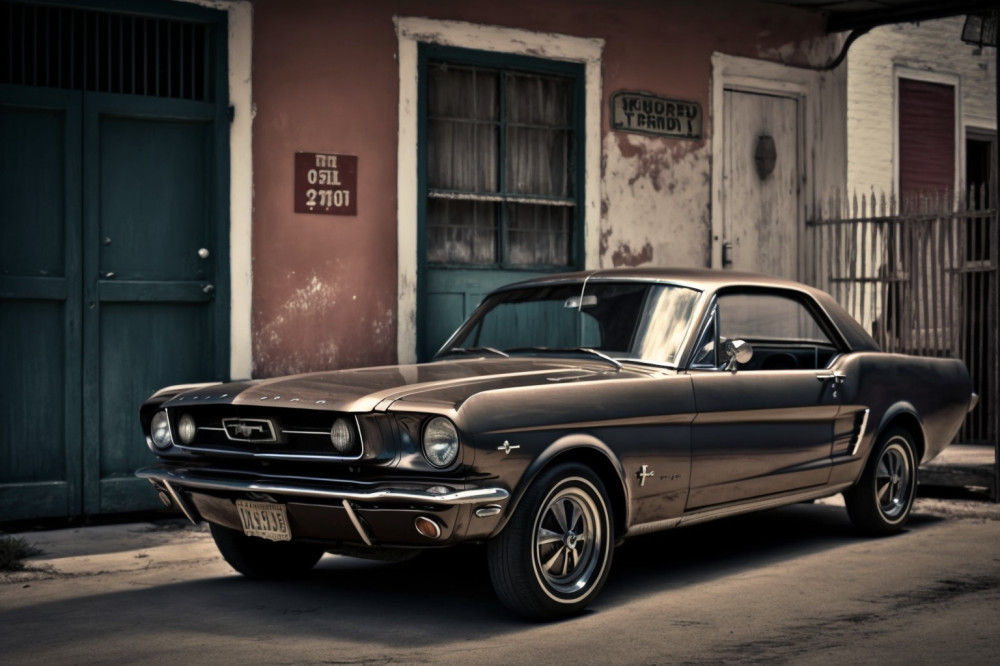 Canvas Wall Art -  Ford Mustang Iconic Vintage 1964- B1506 - [120 x 80 cm]