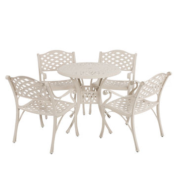 4  Seater - Lattice Aluminium Patio Set / Garden Furniture / Outdoor Dining Set    (4 Lattice Chairs with 78cm Round Elizabeth Table) - SAND
