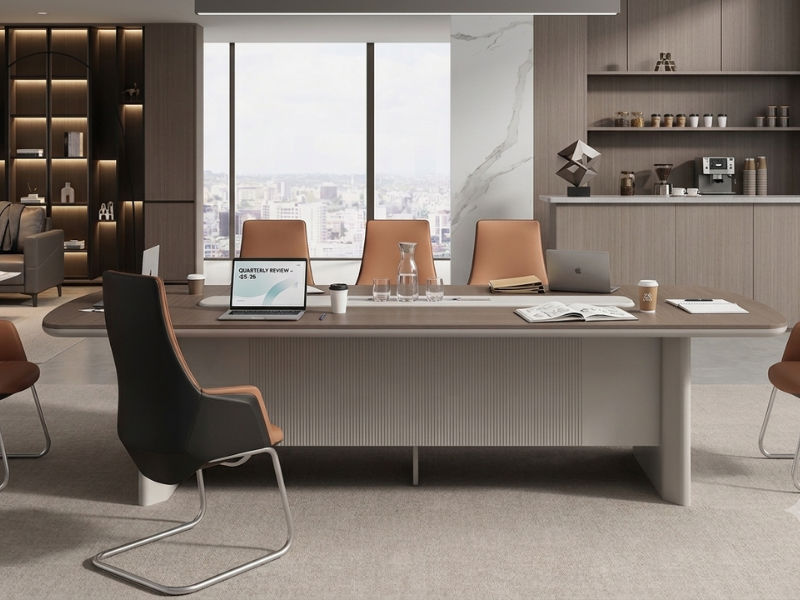 GOF Furniture Ashton Boardroom Table Almond Grey 3600 1400 750 mm