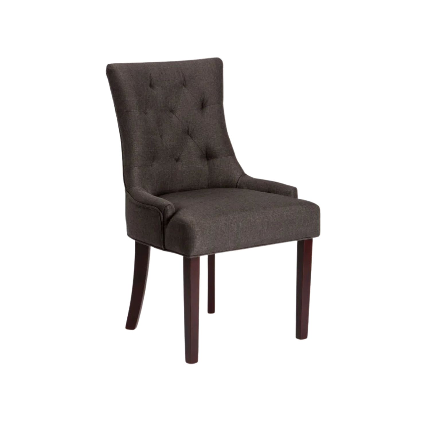 Upholstered Fabric Dining Chair with Wood Legs - Charcoal