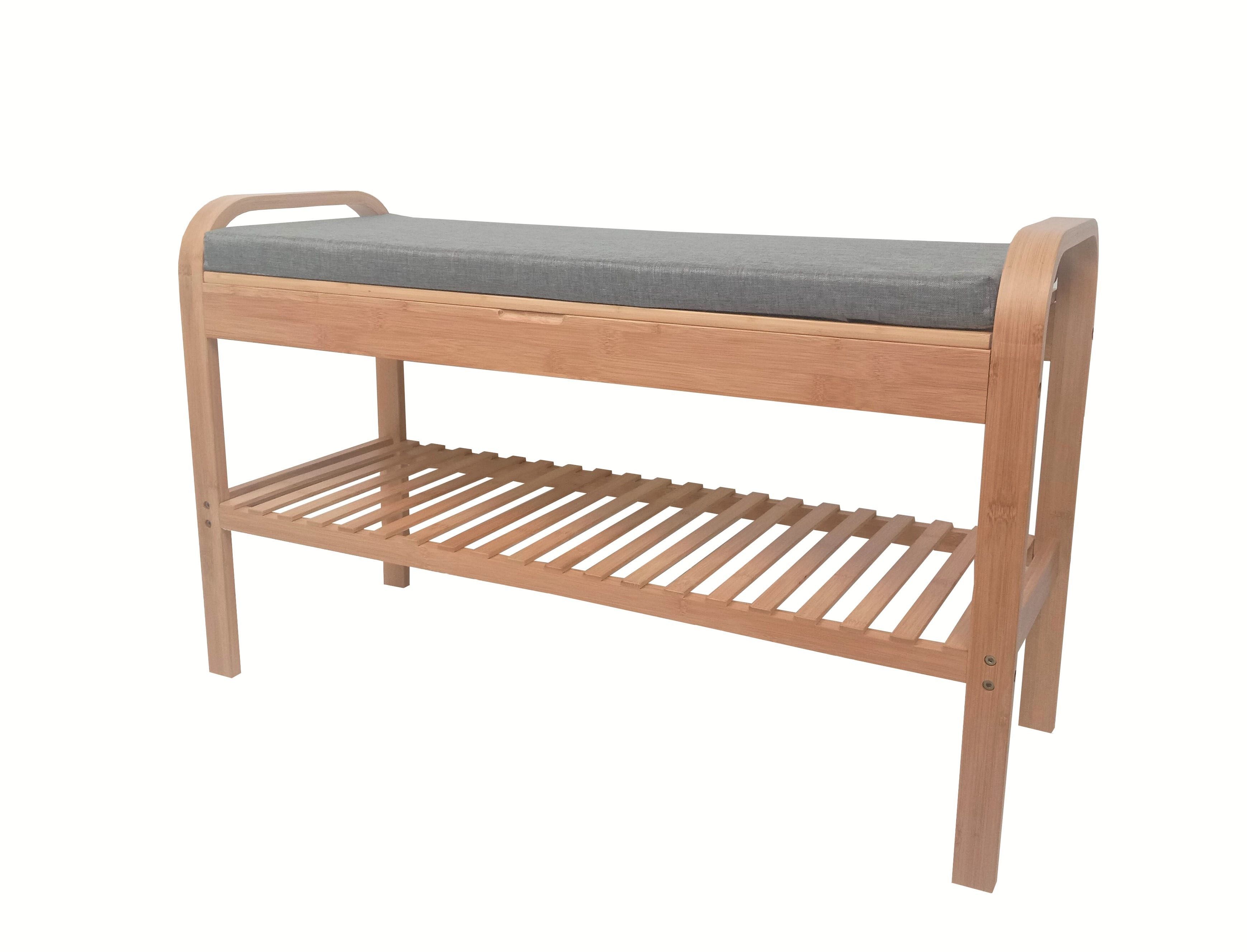 Wooden Shoe Bench with Cushion