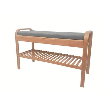 Wooden Shoe Bench with Cushion