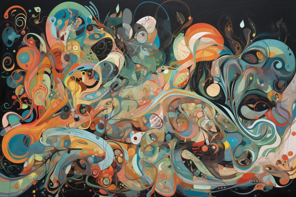 Canvas Wall Art - Flowing Lines Organic Shapes Depict Abstract - A1087 - [120 x 80 cm]