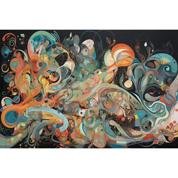 Canvas Wall Art - Flowing Lines Organic Shapes Depict Abstract - A1087 - [120 x 80 cm]