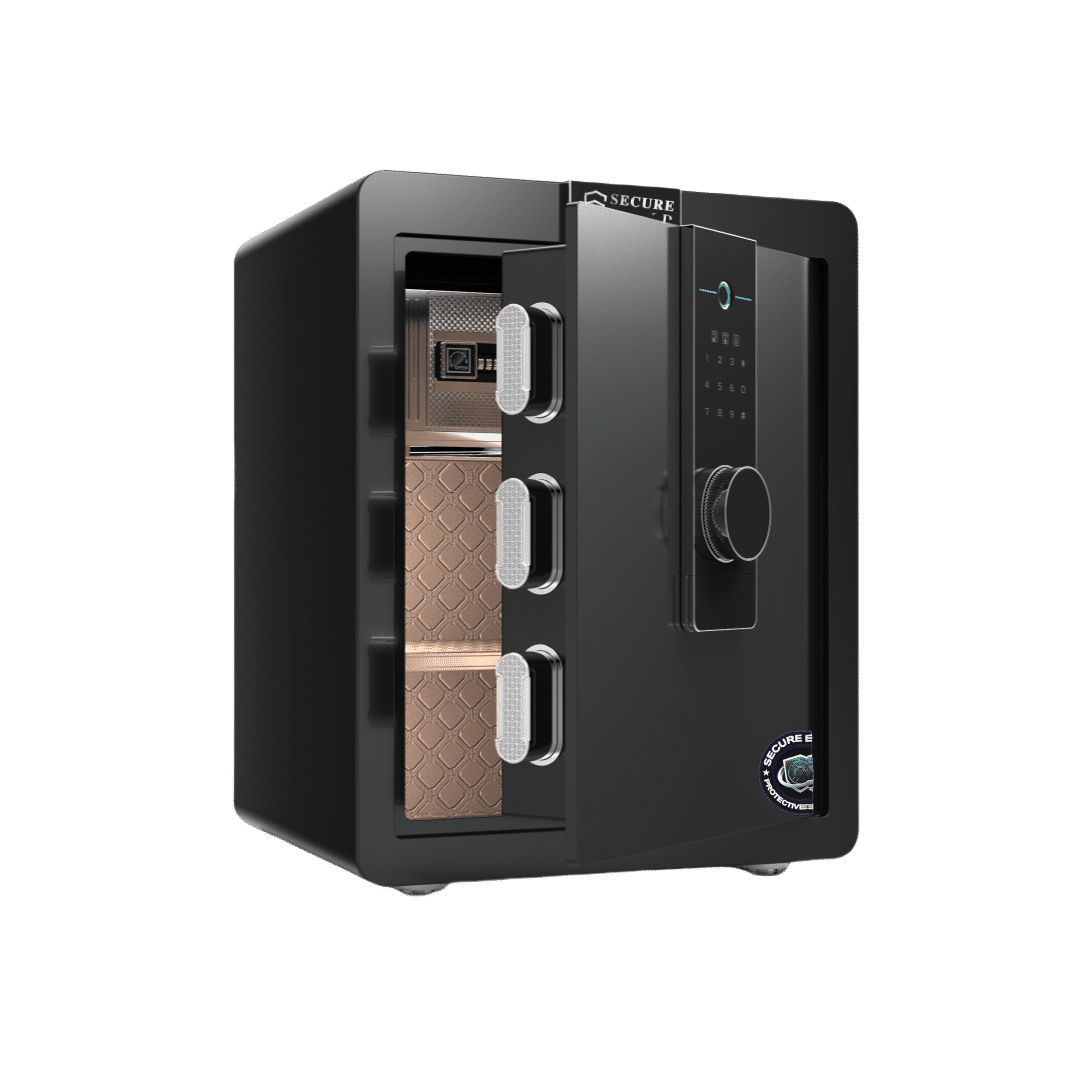 45cm High Biometric Fingerprint Safety Box Electronic Digital Safes - Vertical LCD Touch Screen - Matte Black