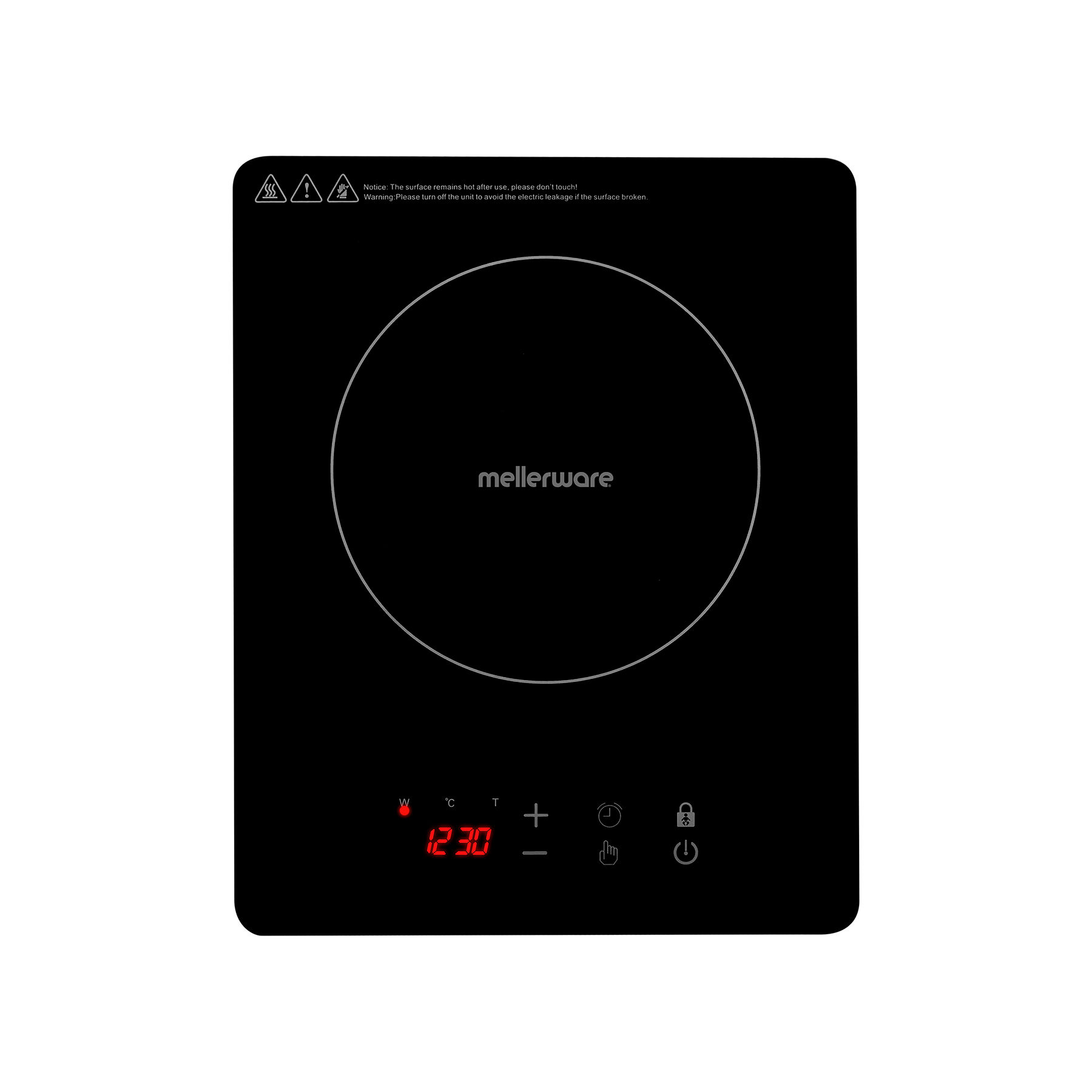 Mellerware Induction Cooker Single Glass Black 1800W 