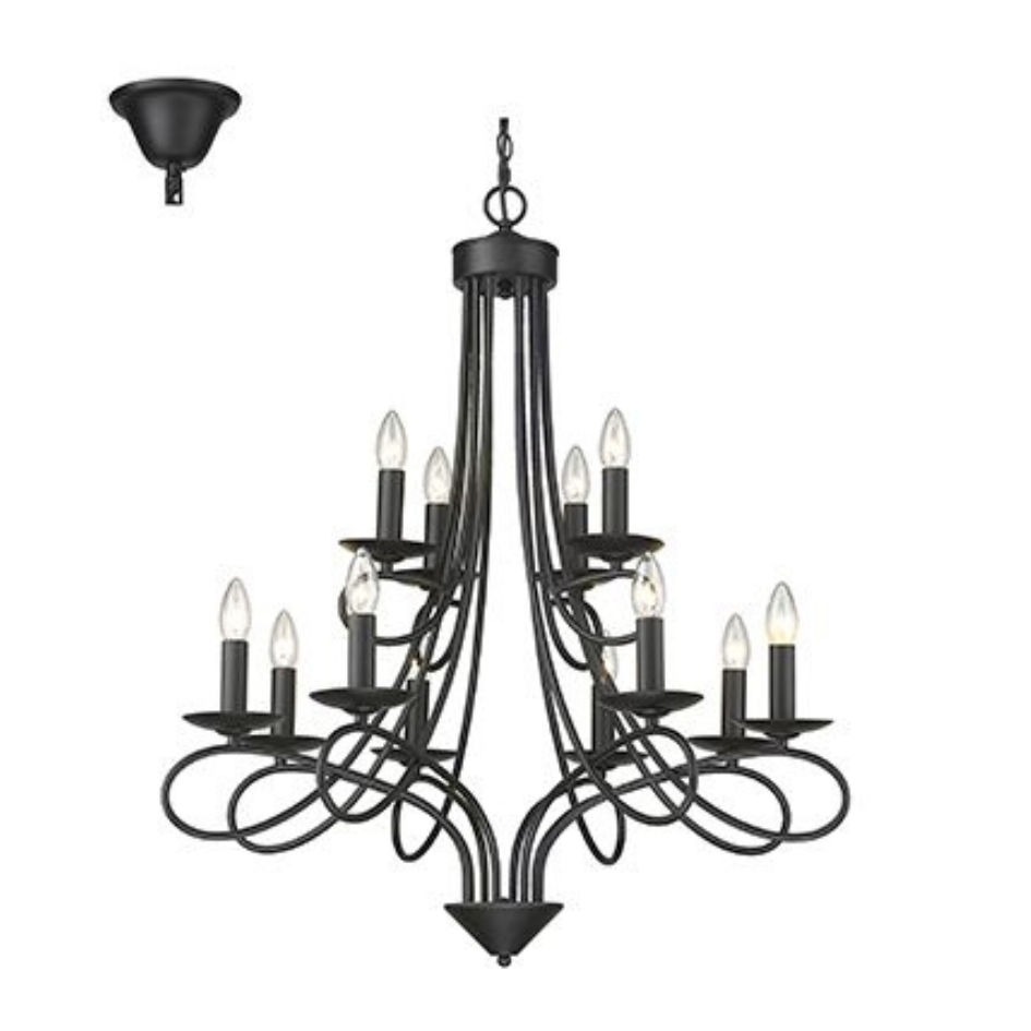 12LT Chandelier Black E14 12x40w