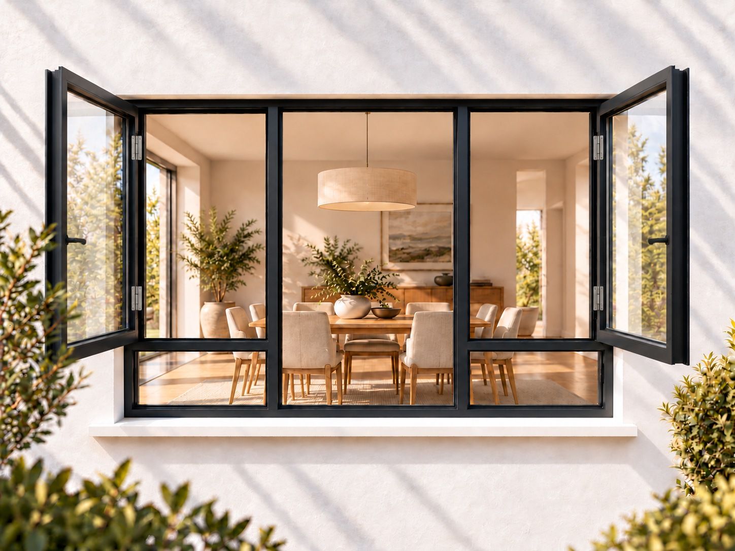 Kenzo Premium Side-Hung Aluminium Window - Charcoal, 1800 1500 mm, Double Side Opener with Fixed Bottom Panes