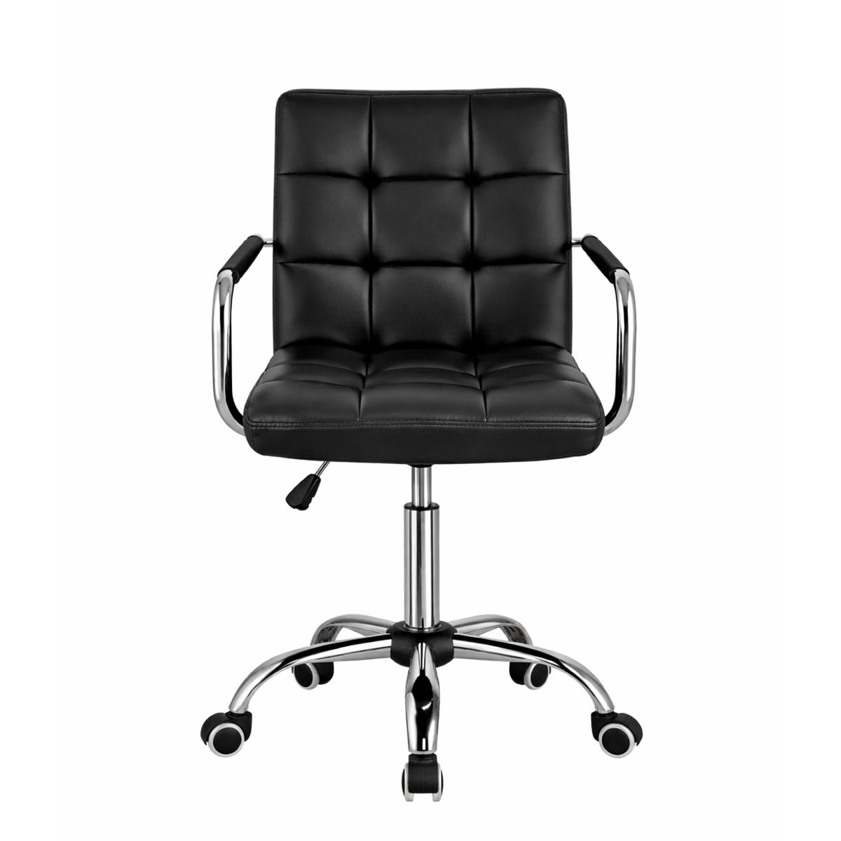 LASA Black Adjustable PU Leather Office Chair Armrests 360 Swivel