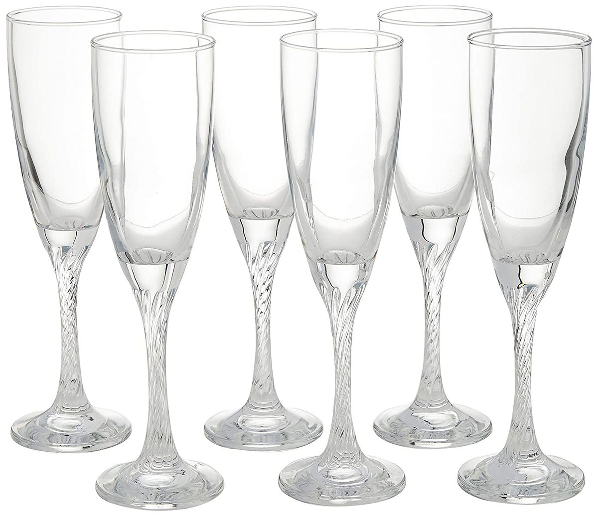 Champagne Glasses 6pc 150cc Twist Stem 44307 - Kitchen Essentials