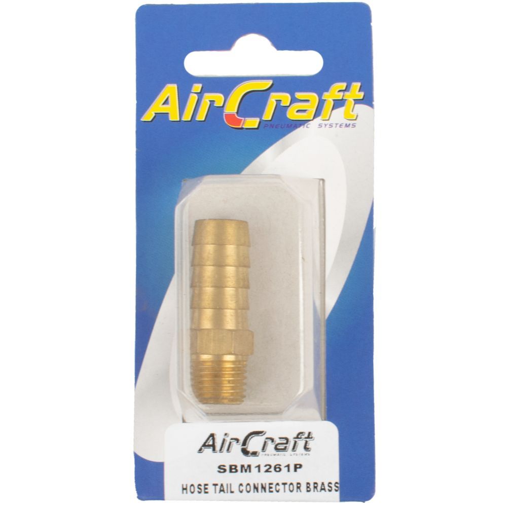 AirCraft - Hose Tail Connector Brass 1/4M x 13mm 1 Piece Pack - 2 Pack