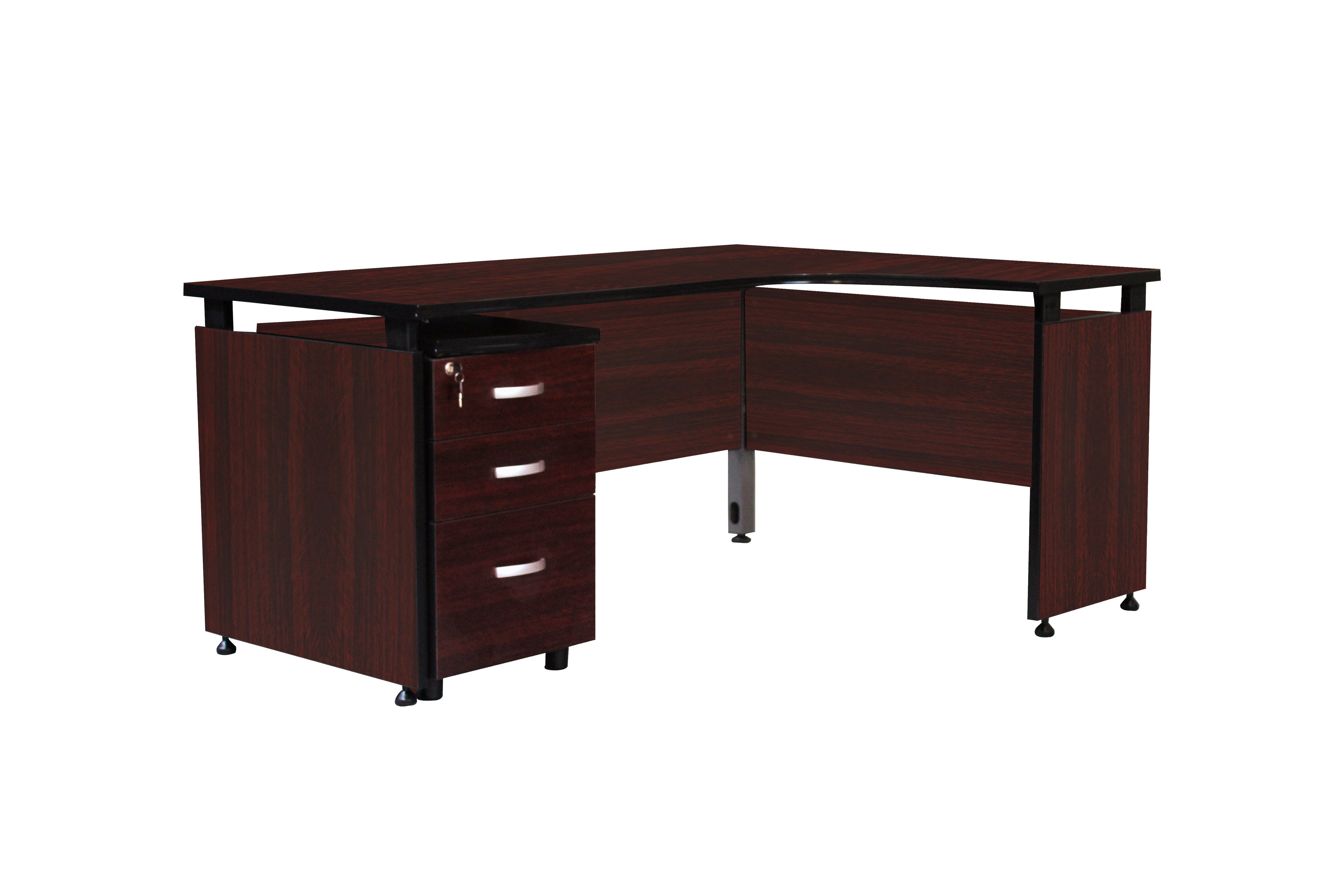 MaqelepoFurn - Operator's Mahogany 3 Drawer Pedestal Cluster Desk