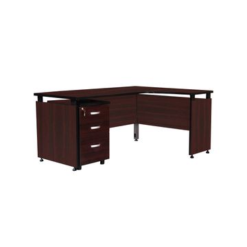 MaqelepoFurn - Operator's Mahogany 3 Drawer Pedestal Cluster Desk