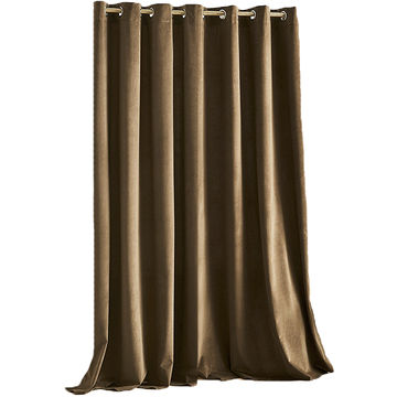 Matoc Readymade Curtain -Velvet -Brown -Eyelet -Lined -285cm W x 221cm H