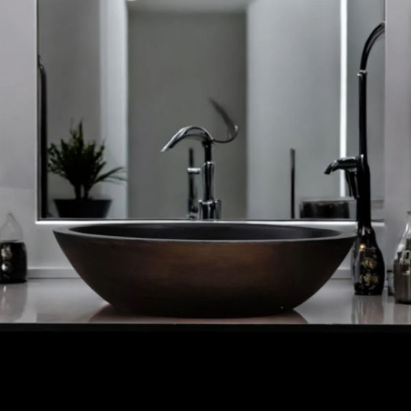 Angel's Rock Pool Black Bespoke Bathroom Basin/Sink 54.5x40x16.5cm