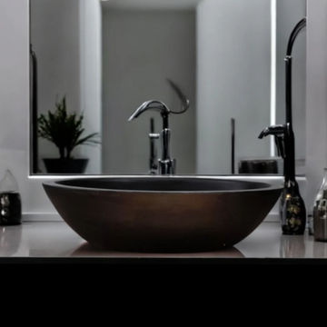 Angel's Rock Pool Black Bespoke Bathroom Basin/Sink 54.5x40x16.5cm