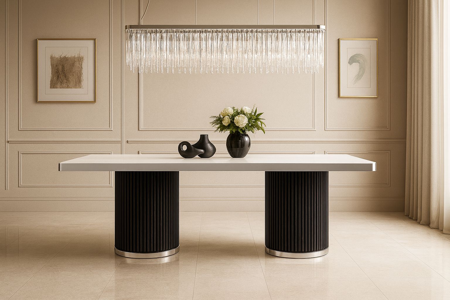 IG Furn - Vittoria Dining Table Black & Silver