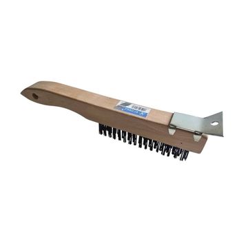NT TOOLS Steel Wire Brush with Scraper - Wooden 260mm