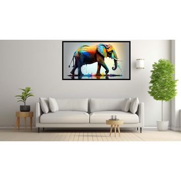 Canvas Wall Art - Walking Colourful Elephant Painting - B1585 [120 x 80 cm]