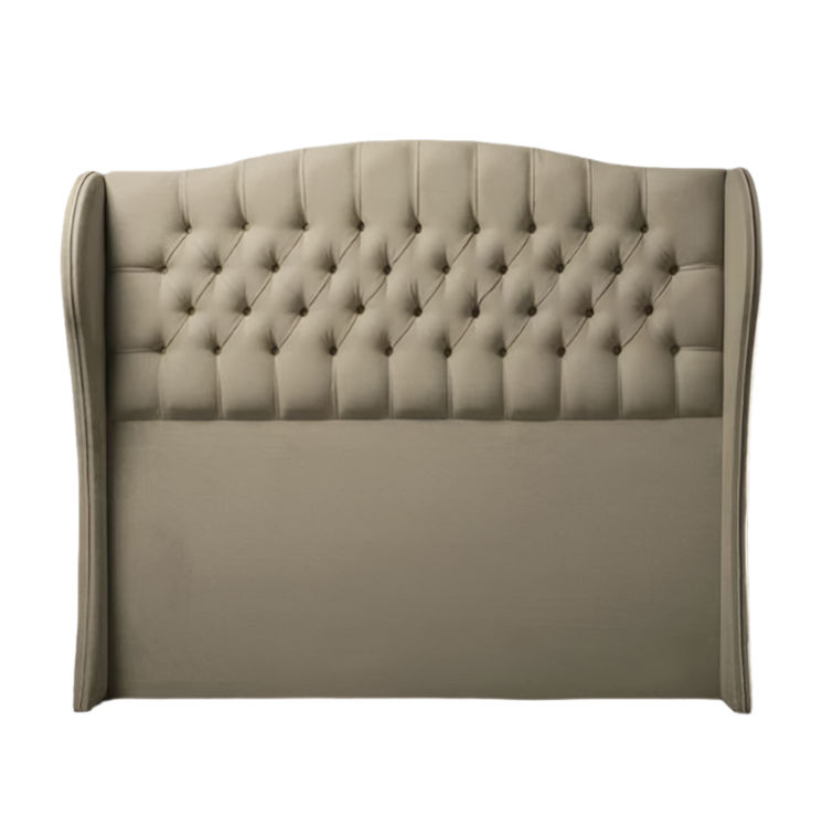 Codie Buttoned Winged Headboard Double -Brown
