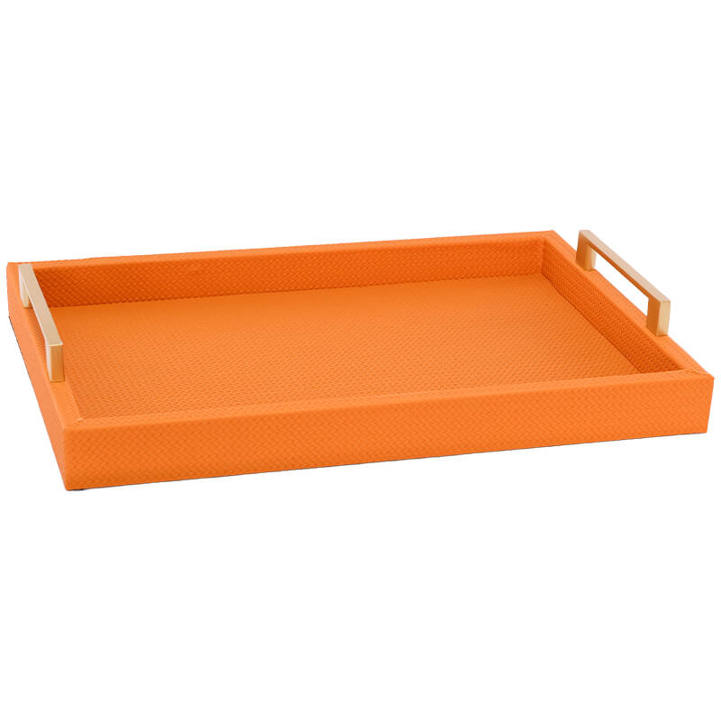 Perfect Serving Tray – Orange with Gold Handles 43X30CM