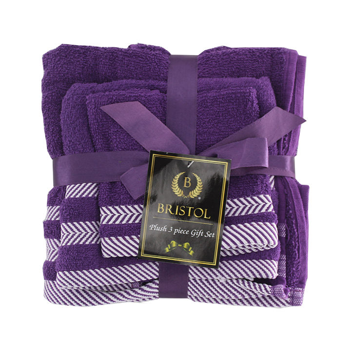 Plush 3 Piece Set Bath Towel, Hand Towel and Face Cloth 100 Cotton
