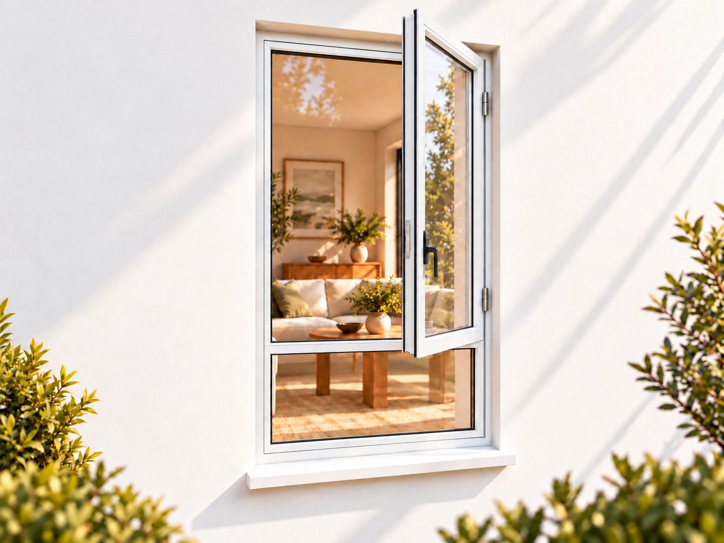 Kenzo Premium Side-Hung Aluminium Window - White, 600 1800 mm, Right Side Opener with Fixed Bottom Pane