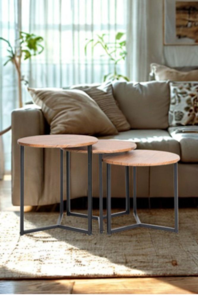 Round Side Tables Set – Modern Nested Accent Tables (45 45 50 cm)