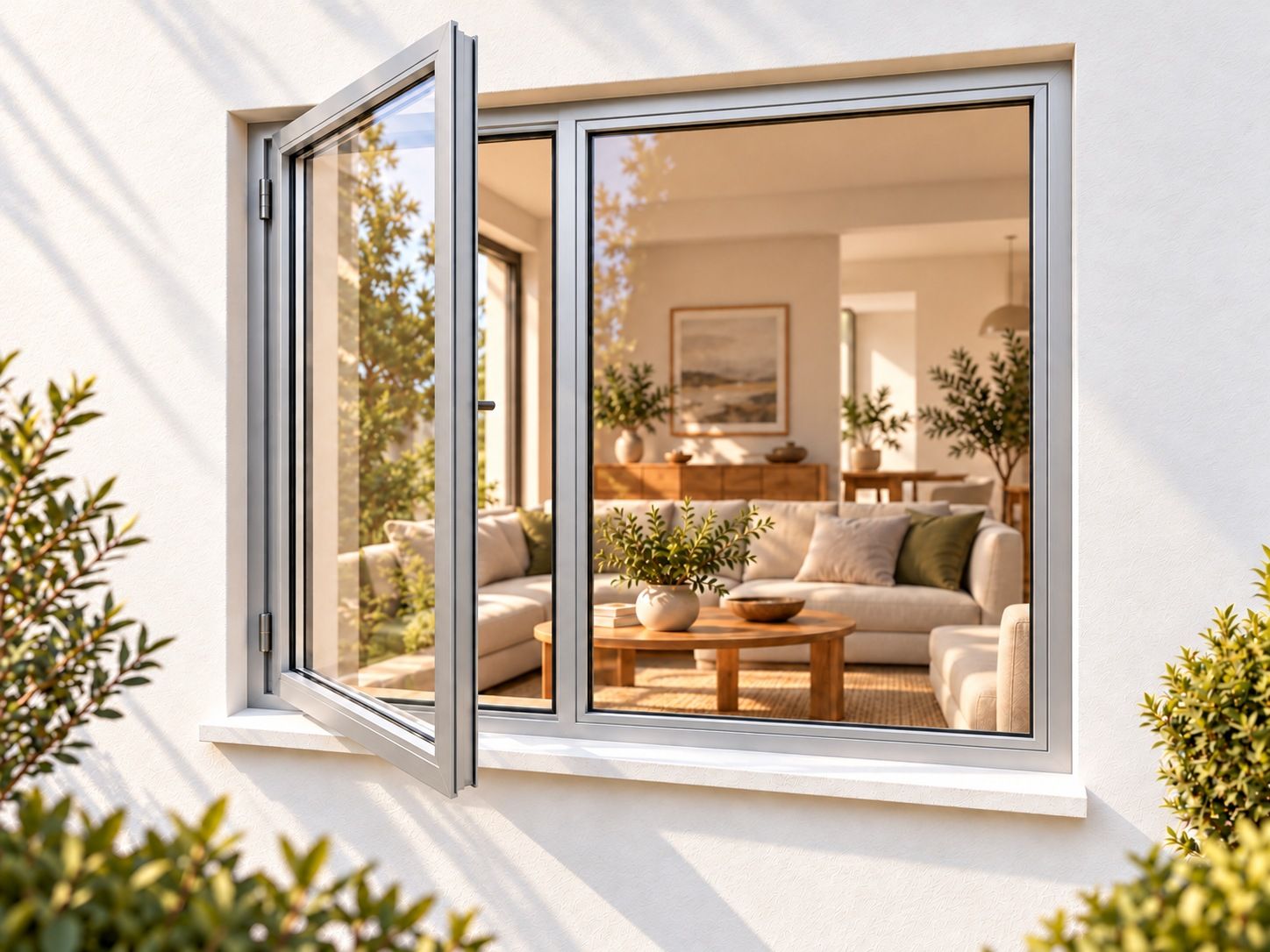 Kenzo Premium Side-Hung Aluminium Window - Silver, 1500 1200 mm, Left Side Opener