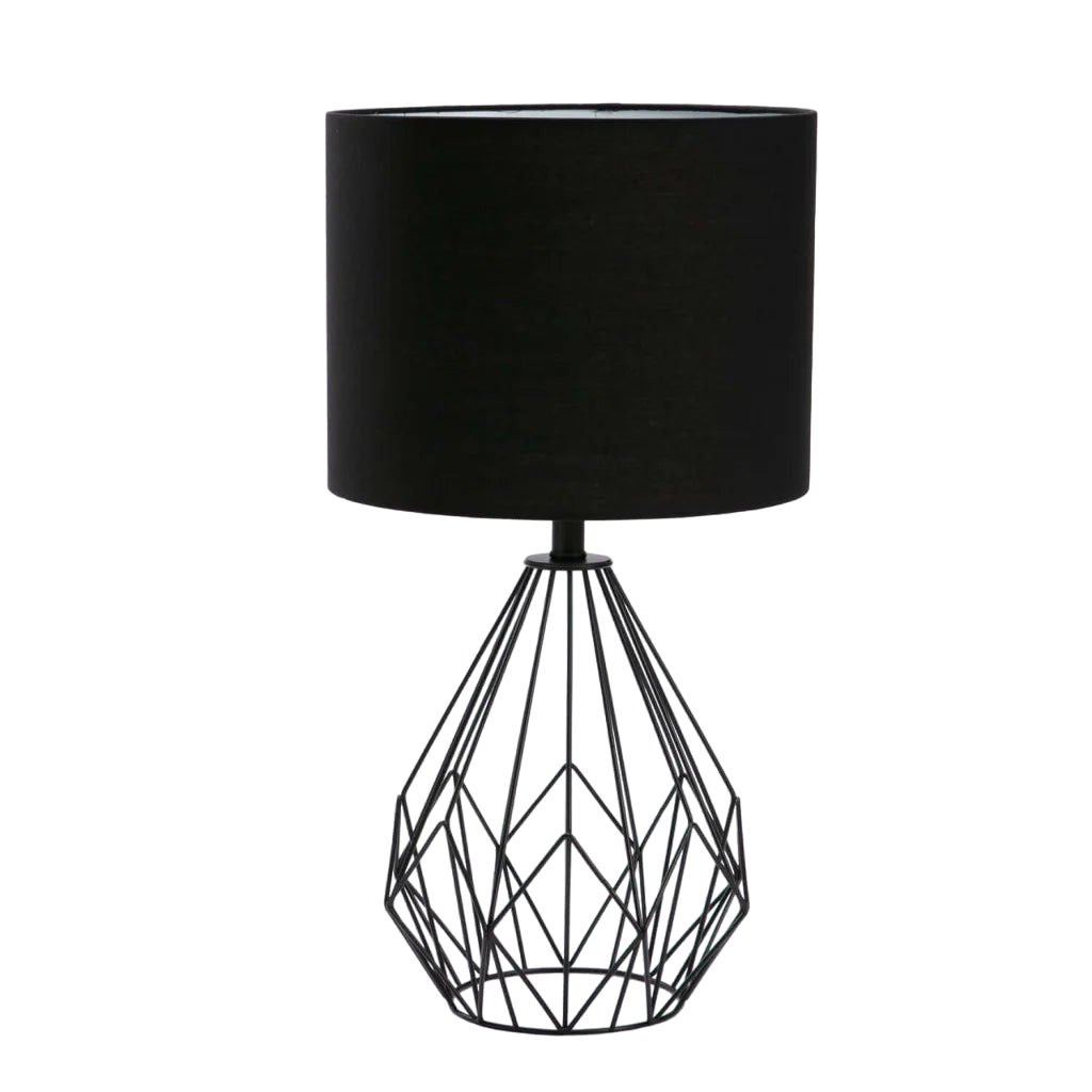 Vividitto - Emmett Black Metal Wire Base - Black Fabric Shade