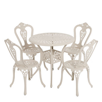 4 Seater - Victoria Aluminium Patio Set / Garden Furniture / Outdoor Dining Set    (4 Victoria Chairs with 78cm Round Elizabeth Table) - SAND