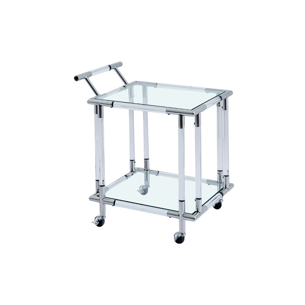 Taytum Lucite Tea/Bar Cart- Silver