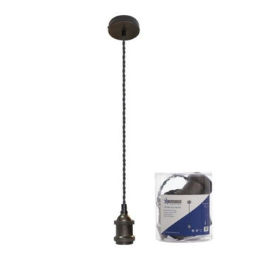 Gun Metal and Crystal Table Lamp with Hessian Shade