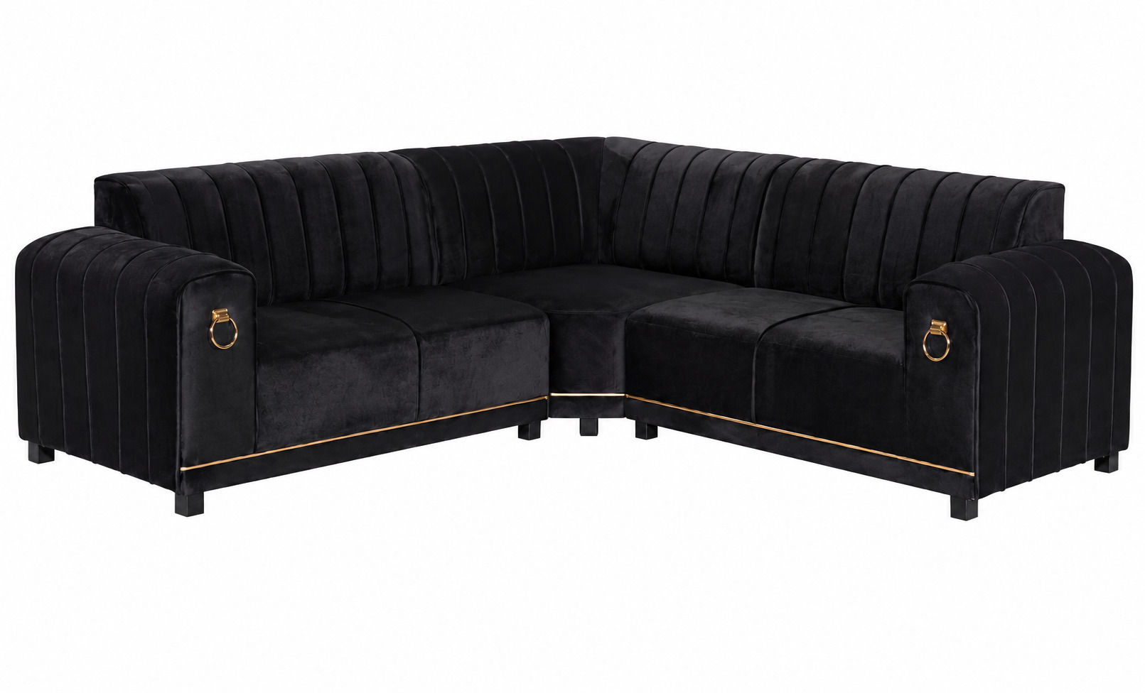 Comfy Home Furnitures Flavio 3 Piece Corner Couch Black