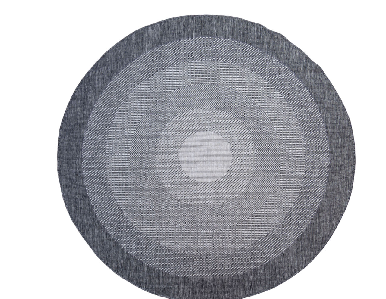 Modern  Indoor Outdoor Area Round Rug - 2m x 2m  - Light Grey - Grey
