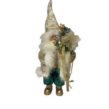 Gold/White/Blue Santa 30Cm