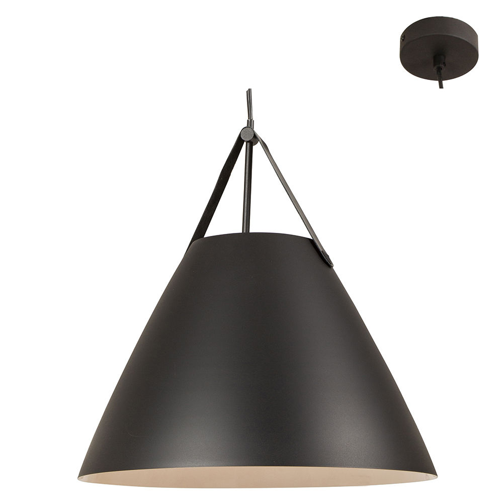 Eurolux - Pendant - Sanded - 480mm - Black/Black Leather