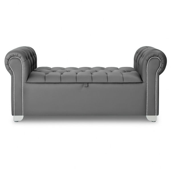 Destiny Sleigh Storage Ottoman-Queen-Grey