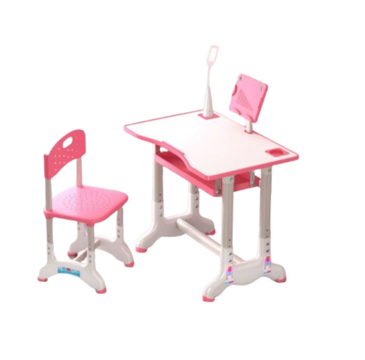 Kids' Ergonomic Study Desk & Chair Set – Pink & White