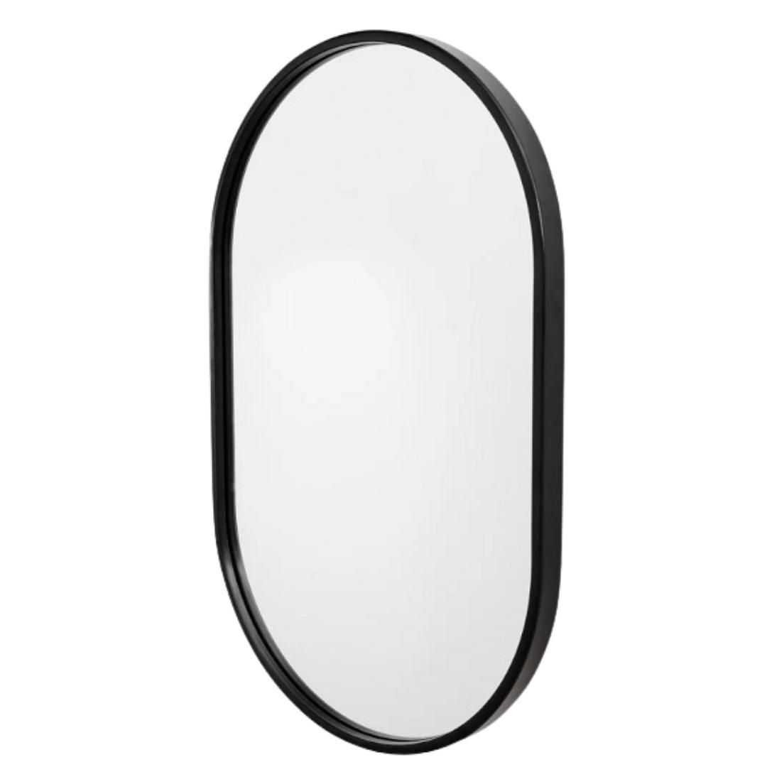 Muett Black Mordern Oval Wall Mirror 80cm x 60cm