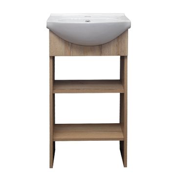 Denver Furniture | Aperto Open Shelf Bathroom Vanity Cabinet | Washed Shale | 450