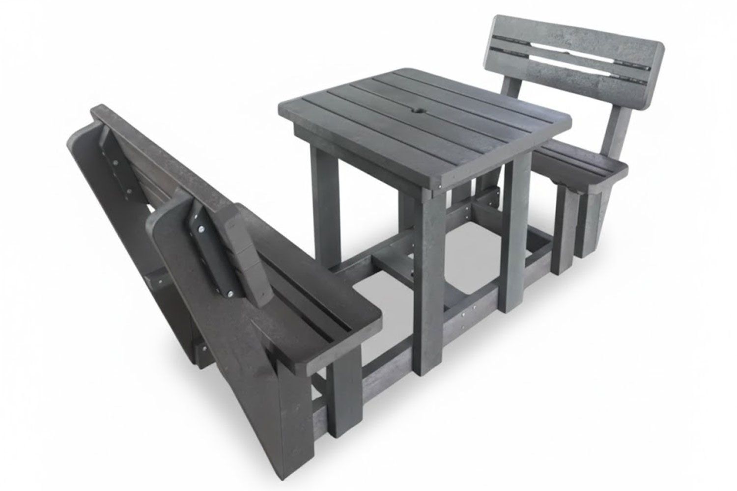 Recycled Plastic Picnic 2 piece set 6-Seater XL Plus Backs (Charcoal Cushions)