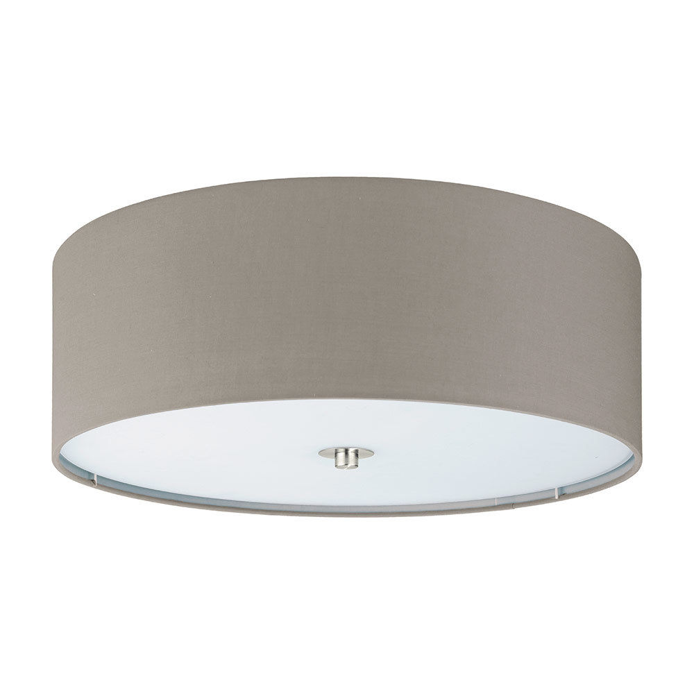 Eglo - Pasteri - Ceiling Light - Satin Chrome & Taupe Shade