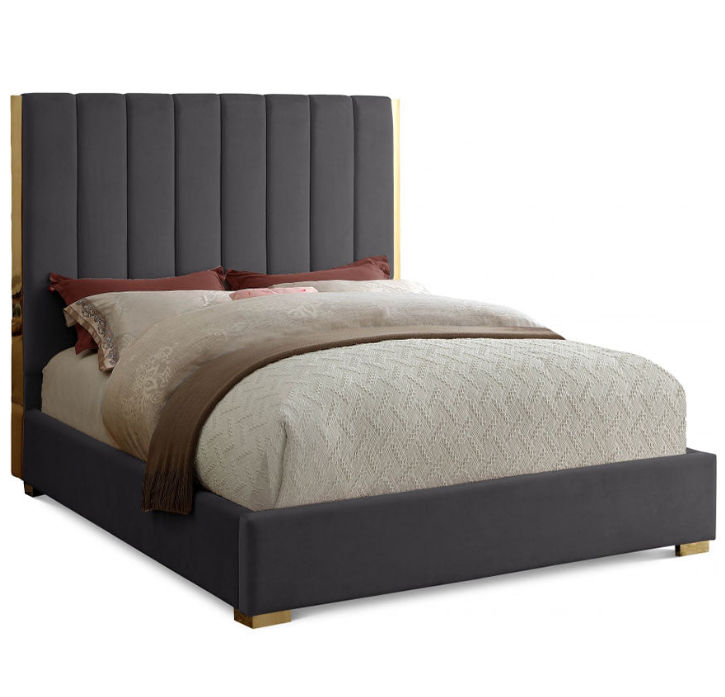 Harper Sleigh Bed Queen-Grey